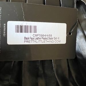 Black Faux Leather Pleated Skater Skirt